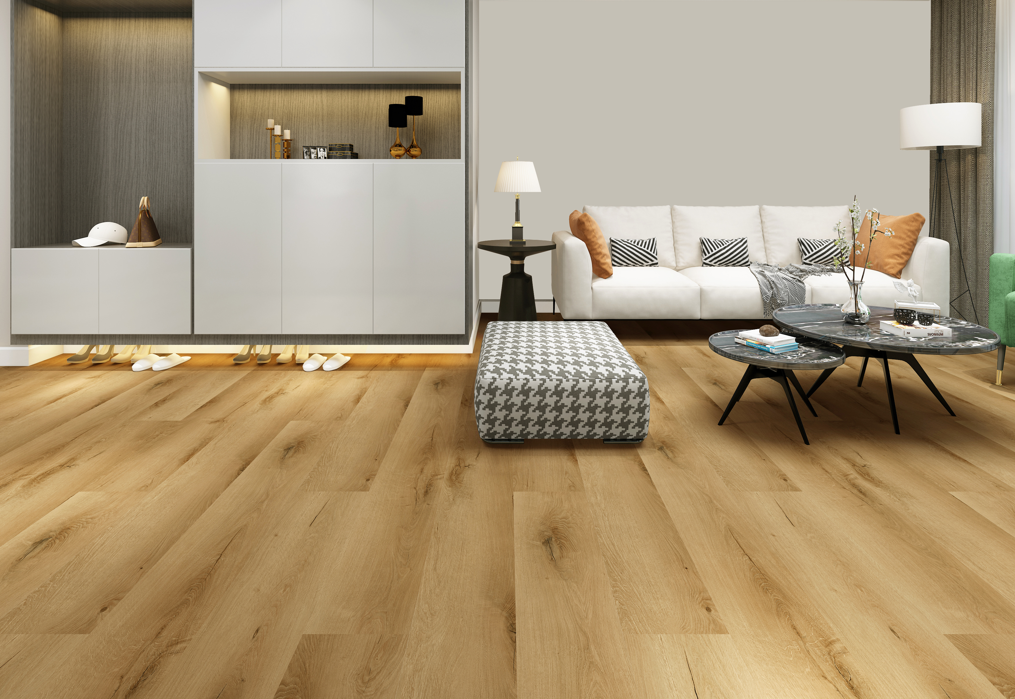 Wood-look SPC flooring application Wood-look SPC flooring installed to specification keeps its shape and appearance for years